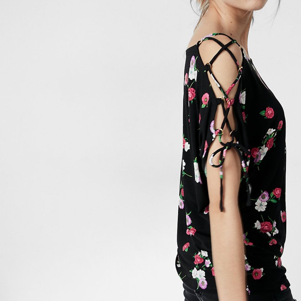 Express Lattice Cold Shoulder Dolman Sleeve NWT